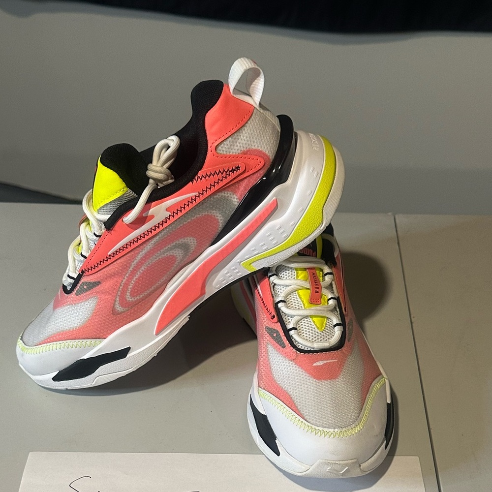 Puma Kids Sneakers - Coral and Neon Yellow
